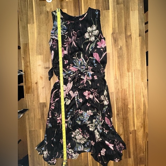 Lane Bryant Black Pink Floral Subtle Metallic Stripes Blouson Midi Dress Sz 24 - Picture 7 of 9